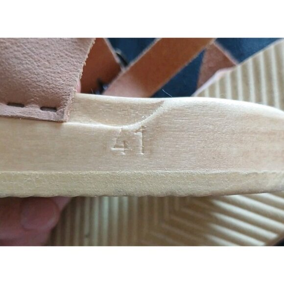 Sven 2 Strap Open Toe Low Clogs Sandals Size 41 10.5-11 Nu Buc Tan Flat Buckle - Picture 12 of 12